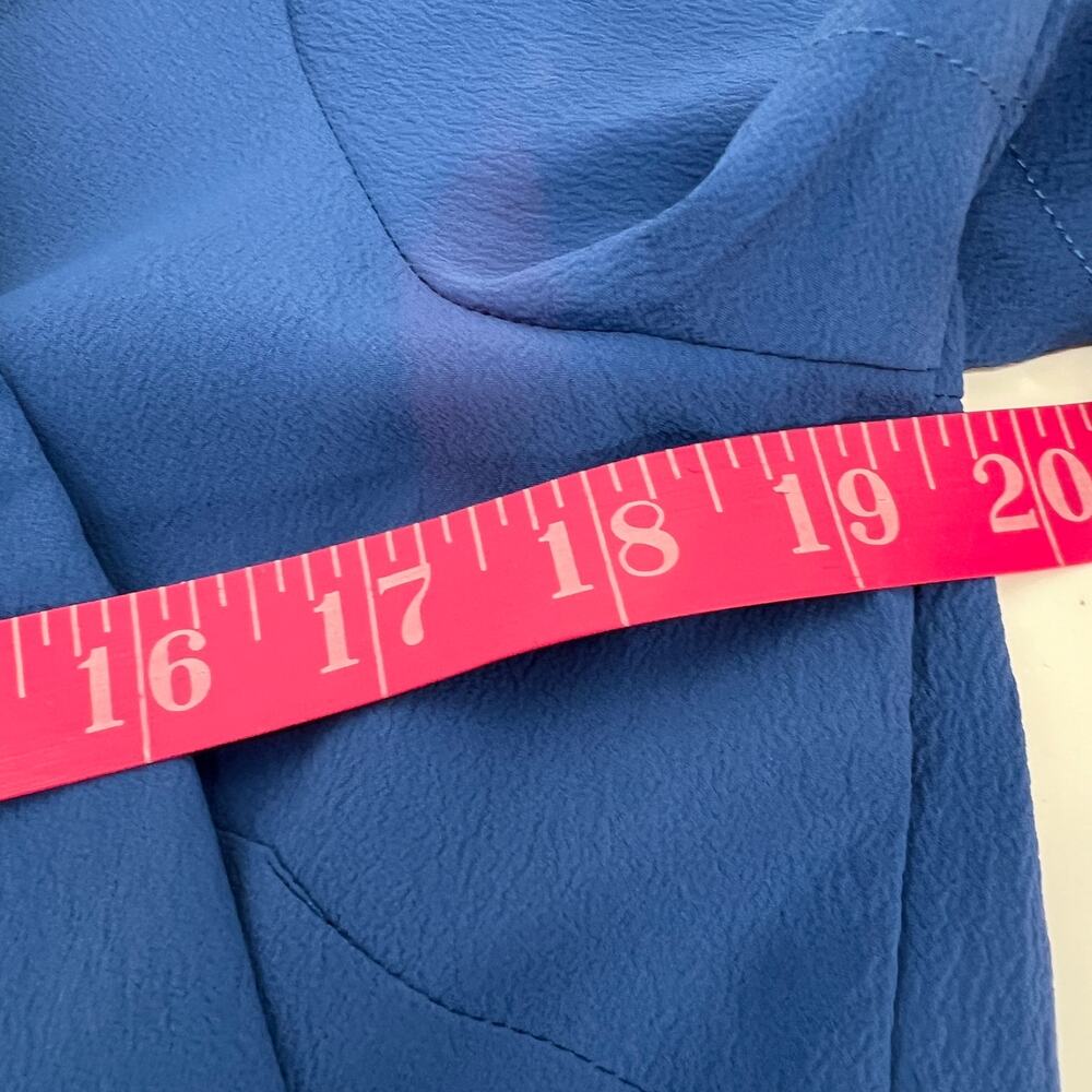 Walter Baker Sammy Dress NEW Womens 10 Blue Crepe Neck Tie Bow Midi Short Sleeve - Picture 8 of 10